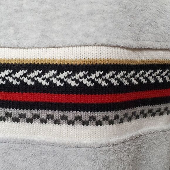 RETRO 90s/Y2K Catalina Gray Fleece Aztec Print Knit Striped Mock Neck Sweater - Picture 5 of 12